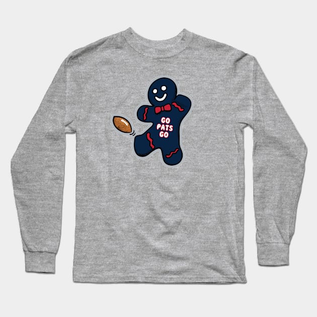 New England Patriots Gingerbread Man Long Sleeve T-Shirt by Rad Love